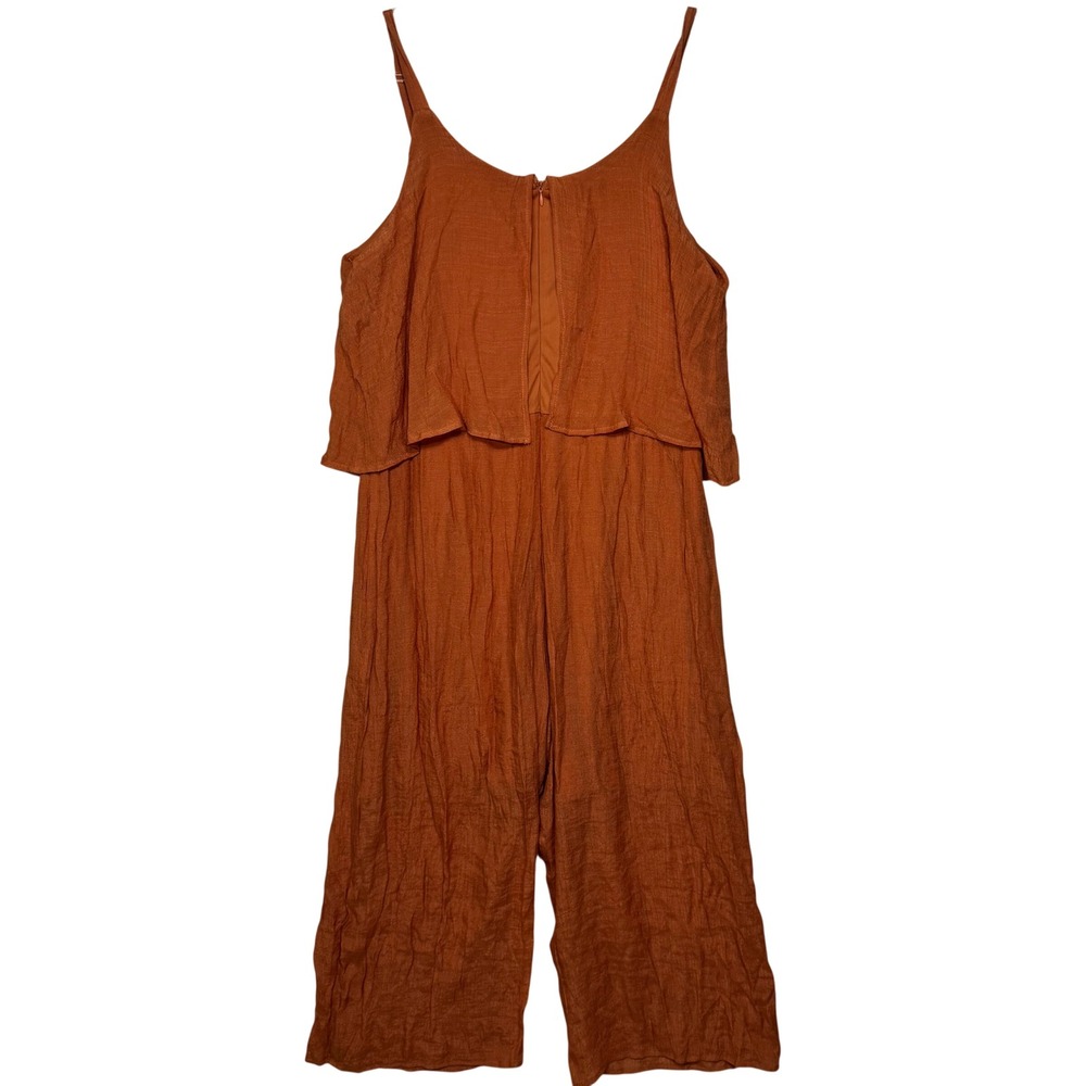 Naif Jumpsuit Womens XL Orange Layered Spaghetti Strap Wide Leg - Picture 2 of 8